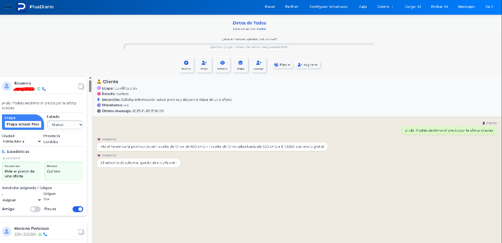 Dashboard CRM con IA