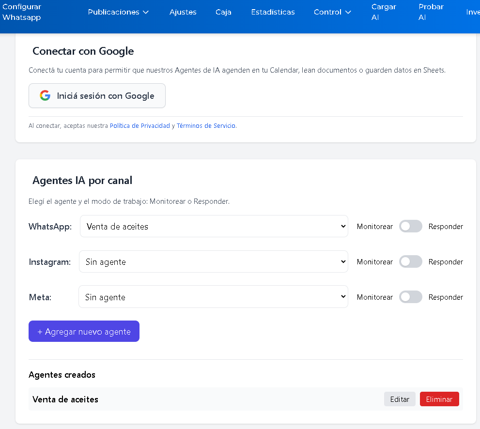Configuracion Agentes